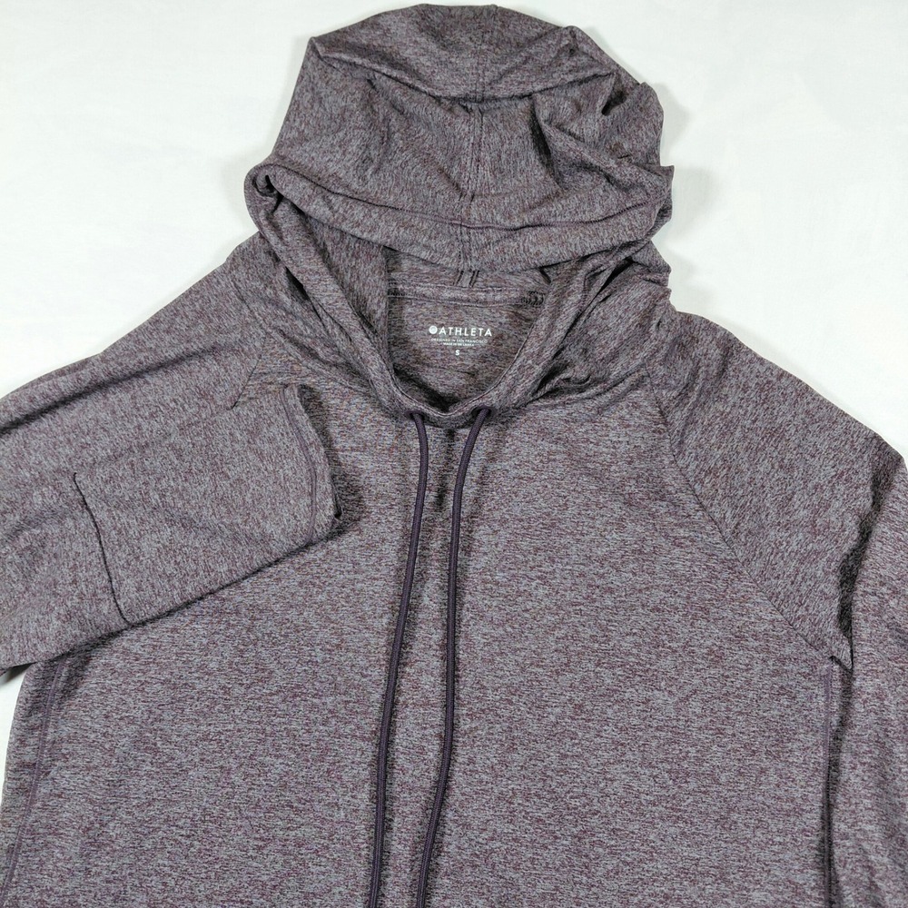 Athleta Uptempo Womens Small Purple Heathered Hooded Pullover Sweatshirt